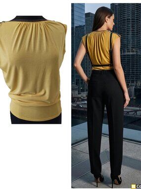 INC International Concept top black zipper at Shoulder SZ S 95% Rayon 5% Spandex